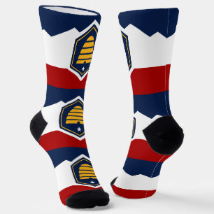 Men crew socks with flag of Utah State, USA