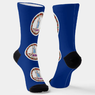 Men crew socks with flag of Virginia, U.S.A.