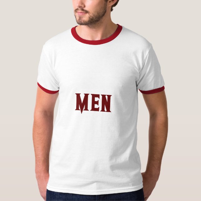 Men Custom Text Dark Red Colour Men's Basic Ringer T-Shirt (Front)