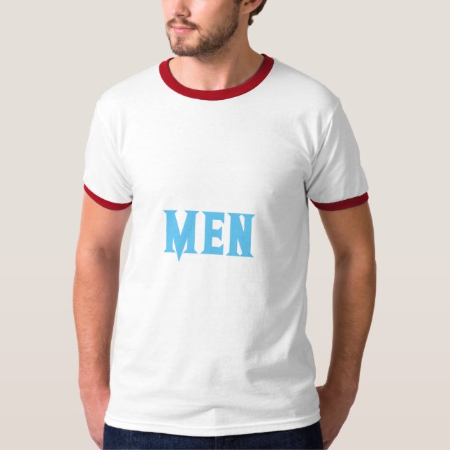 Men Custom Text Sky Blue Colour Men's Basic Ringer T-Shirt (Front)