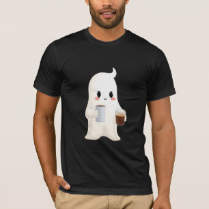 Men Cute Coffee Ghost Graphic T-Shirt