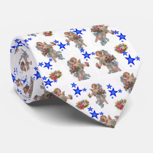 Men Designer Angel Blue Stars Tie