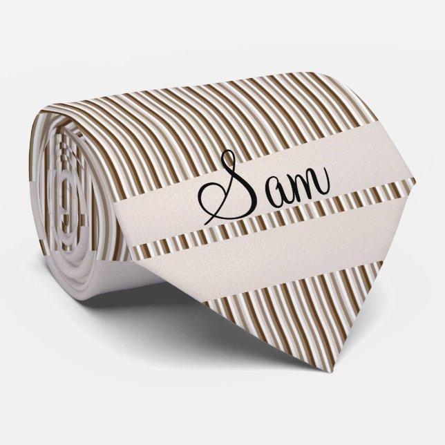 Men Designer Brown Stripe Tie (Rolled)