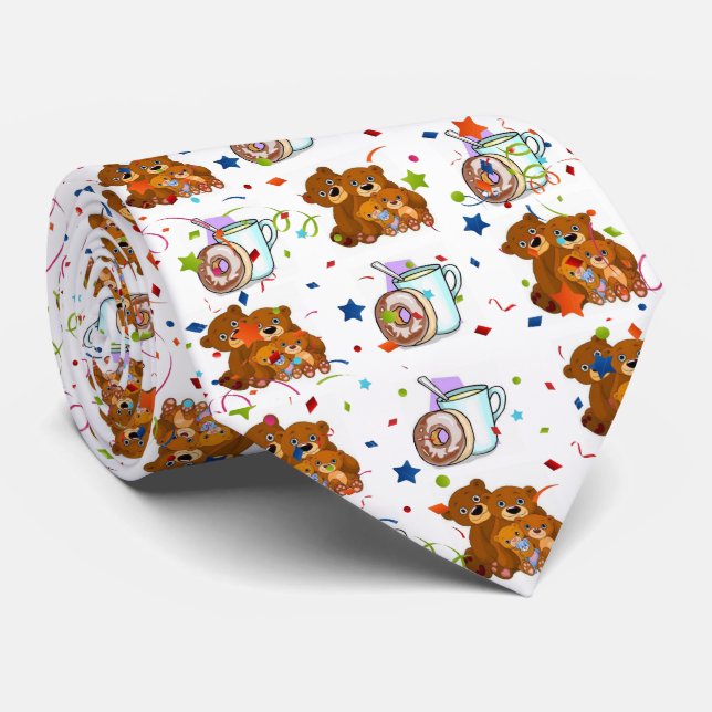 Men Designer Teddy Bear Tie (Rolled)