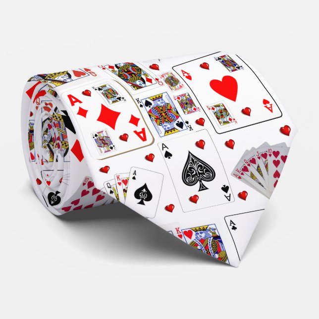 Men Designer Ties Ace Playing Cards (Rolled)