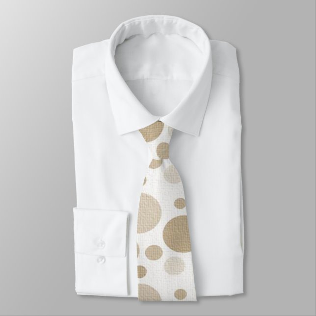 Men Designer Ties Beige Circles (Tied)