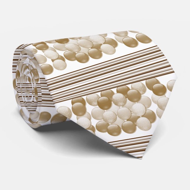 Men Designer Ties Beige Stripe (Rolled)