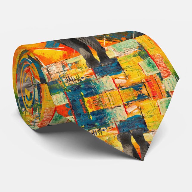Men Designer Ties Colourful Elephant (Rolled)