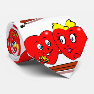 Men Designer Ties Couple Red Hearts
