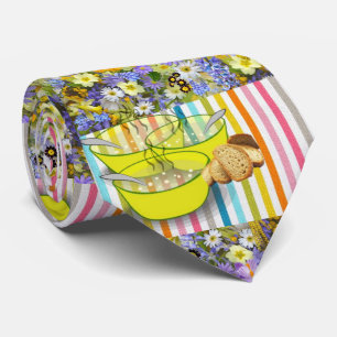 Men Designer Ties Floral Stripe Soup