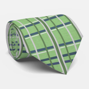 Men Designer Ties Green Plaid
