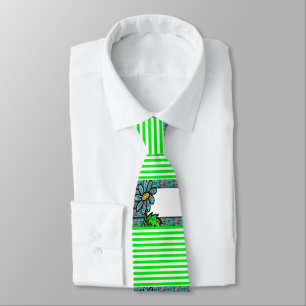 Men Designer Ties Green Stripe Floral