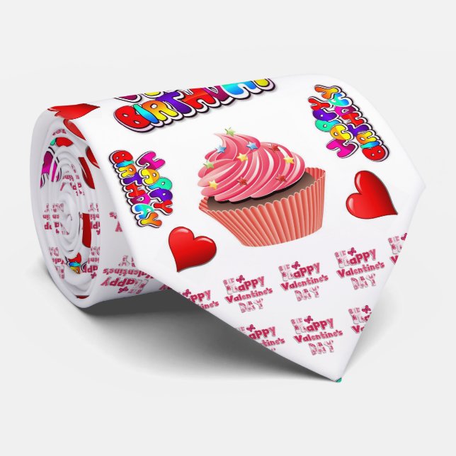 Men Designer Ties Happy Valentine's Day Birthday  (Rolled)