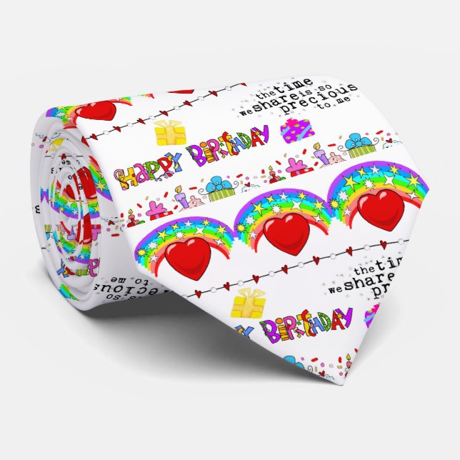 Men Designer Ties Happy Valentine's Day Birthday  (Rolled)