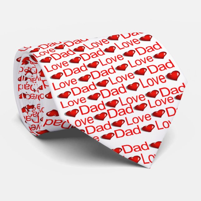 Men Designer Ties Happy Valentine's Day Love Dad (Rolled)