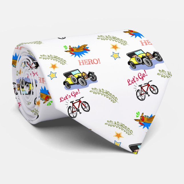 Men Designer Ties Hero Bicycle Car Aeroplane  (Rolled)