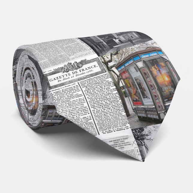 Men Designer Ties Paris France Newspaper (Rolled)