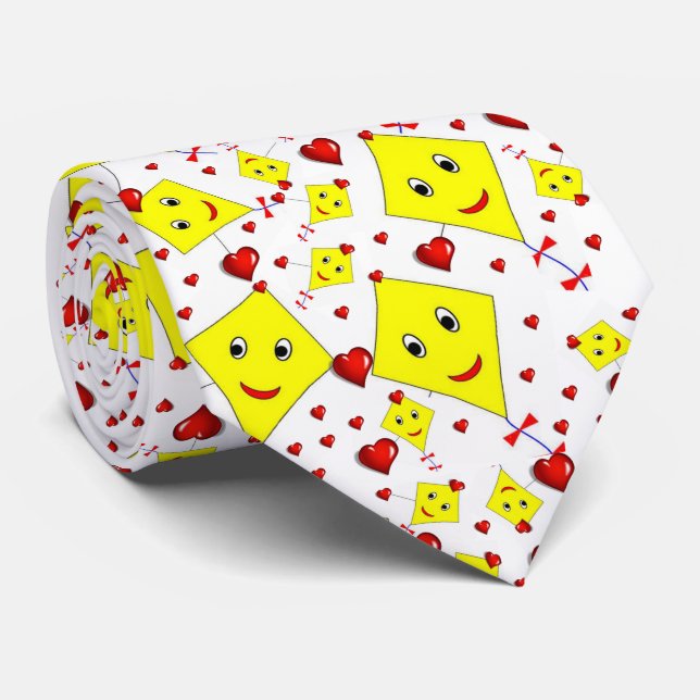 Men Designer Ties Yellow Kites (Rolled)