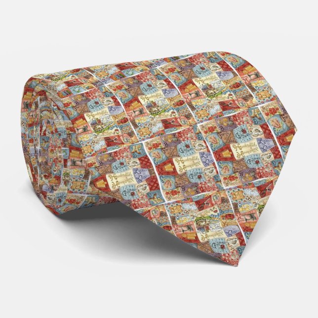 Men Designer Vintage Sewing Tie (Rolled)