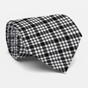 Men Designer White and Black Plaid Tie
