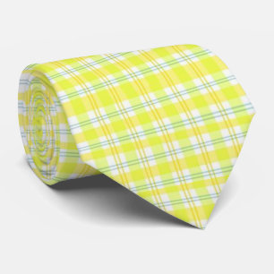 Men Designer Yellow Plaid Tie