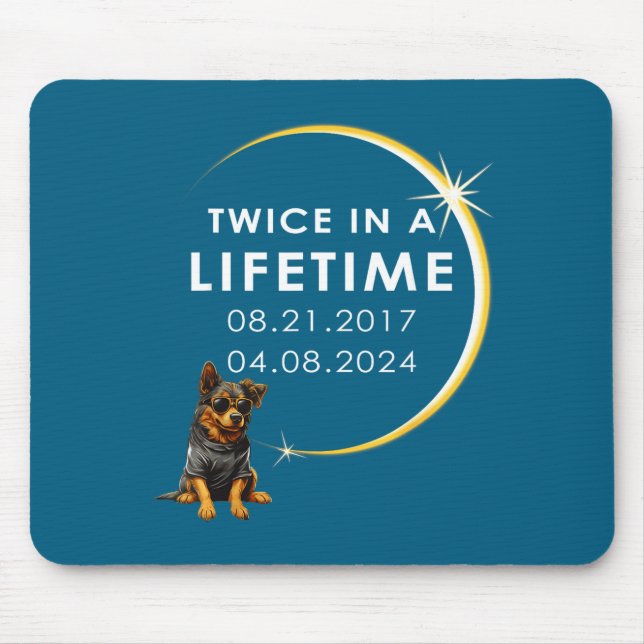 Men Dog Total Solar Eclipse Twice Mouse Mat (Front)
