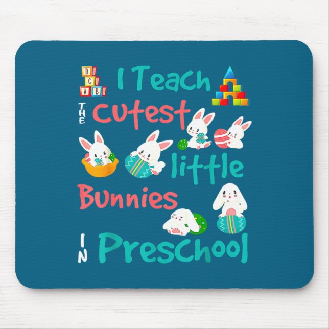 Men Easter Bunny Preschool Teacher Mouse Mat (Front)