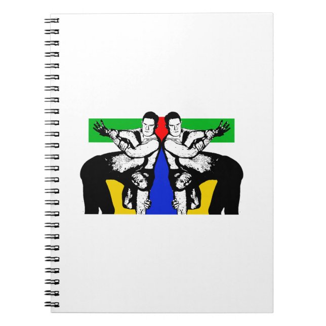 Men fighting wrestling notebook (Front)