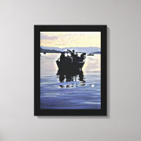 men fishing in lake abstract silhouette art