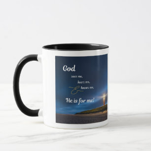 Men - God Sees-Hears-Knows Me Mug