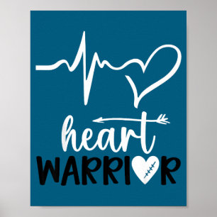 Men Heart Warrior Heart Disease Awareness Poster