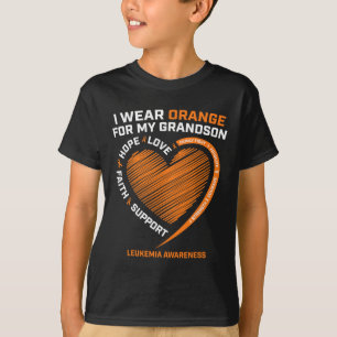 Men I Wear Orange For My Grandson Leukaemia Awaren T-Shirt
