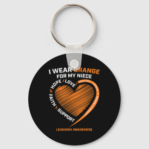 Men I Wear Orange For My Niece Leukaemia Awareness Key Ring