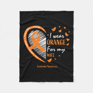 Men I Wear Orange For My Wife Leukaemia Awareness Fleece Blanket