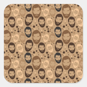 Men in Beards pattern Square Sticker