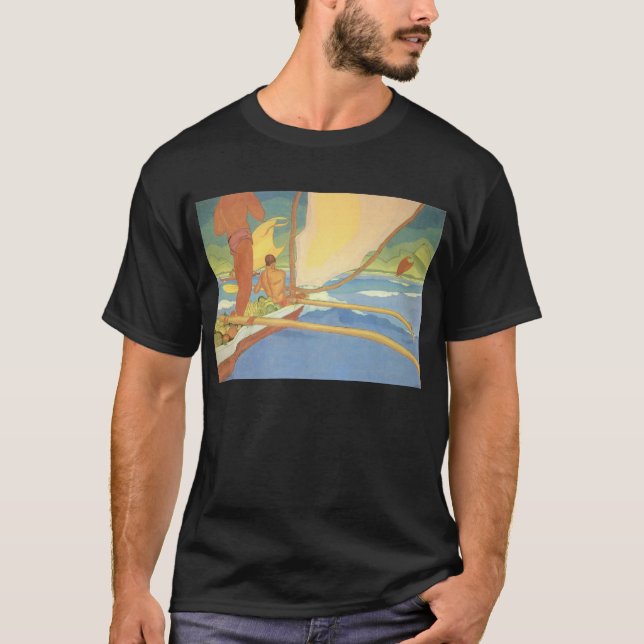 'Men in Outrigger Canoe Headed for Shore' - Shirt (Front)