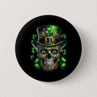 Men Irish Skull Shamrock Leprechaun Ireland St Pat 6 Cm Round Badge