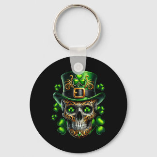 Men Irish Skull Shamrock Leprechaun Ireland St Pat Key Ring