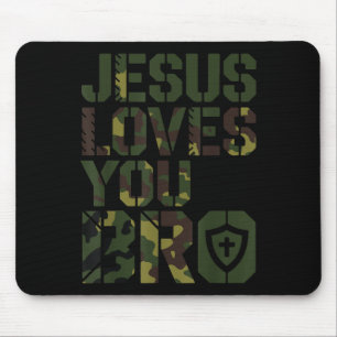 Men Jesus Loves You Bro Funny Christian Boy Godson Mouse Mat