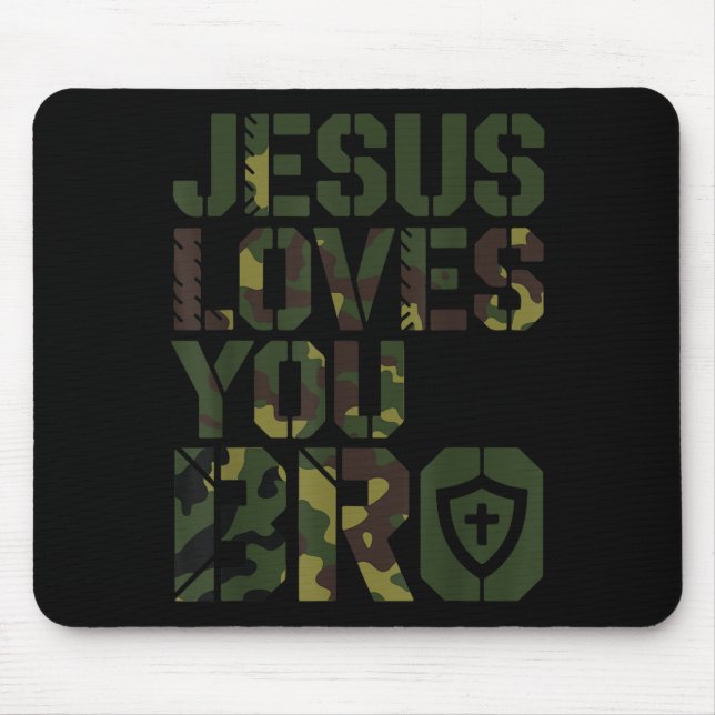 Men Jesus Loves You Bro Funny Christian Boy Godson Mouse Mat (Front)