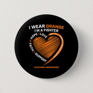 Men Kids Fighter Gift I Wear Orange Leukaemia Awar 6 Cm Round Badge