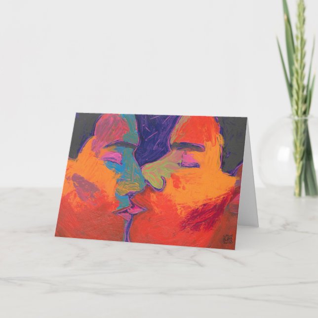 Men Kissing Colourful Card (Front)