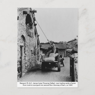 Men loading grain from truck, Newport Rhode Island Postcard