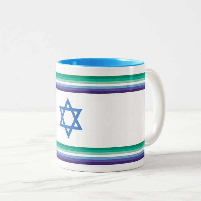 Men Loving Men Israel Pride Flag Two-Tone Coffee Mug (Front Right)
