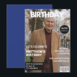 Men Magazine Navy blue Photo 84th birthday  Invitation<br><div class="desc">Magazine Navy blue Photo 84th birthday Invitation</div>