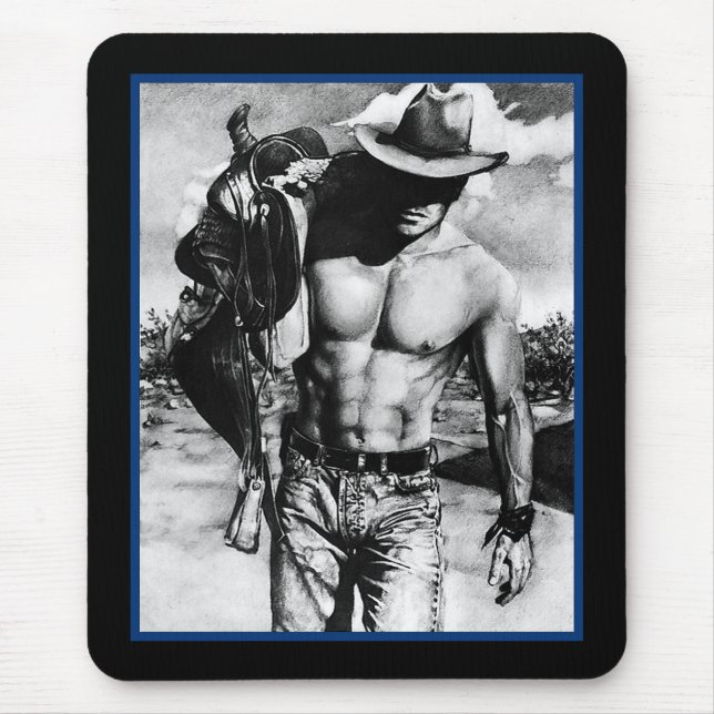 Men Masculine Fine Art Cool Alpha Cowboy Mouse Mat (Front)