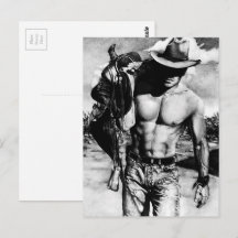 Men Modern Cool Western Male Cowboy Hand-drawn Art