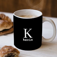 Men monogrammed black and white name personalised
