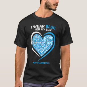 Men Mum Dad Women I Wear Blue For My Son Autism Aw T-Shirt
