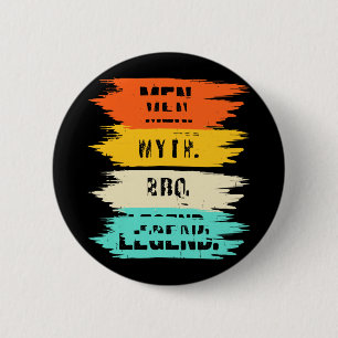 Men Myth Bbq Legend Fathers Day Grill King 6 Cm Round Badge